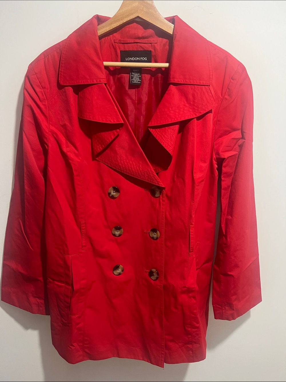 London Fog Red Double-Breasted Trench Coat‎ Size XXL